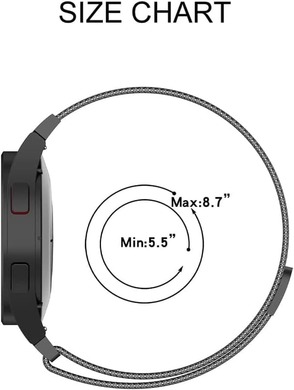 Klockarmband för Samsung Galaxy Watch 4 20mm/Rostfritt stål Justerbar ersättningsrem, Mesh metallrem med magneter - Rose Gold
