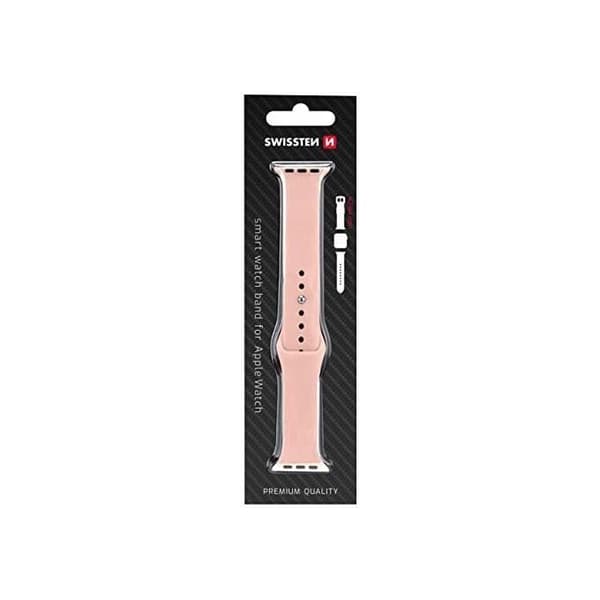Swissten silikonrem, kompatibel med Apple Watch 42 och 44 mm - Sandrosa