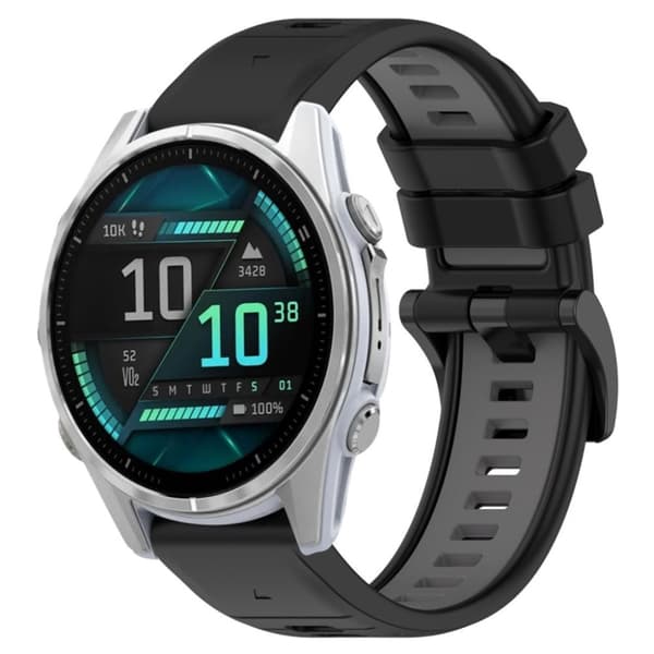Garmin Fenix 8 AMOLED 43mm Tvåfärgat klockarmband i silikon - Svart/Grå