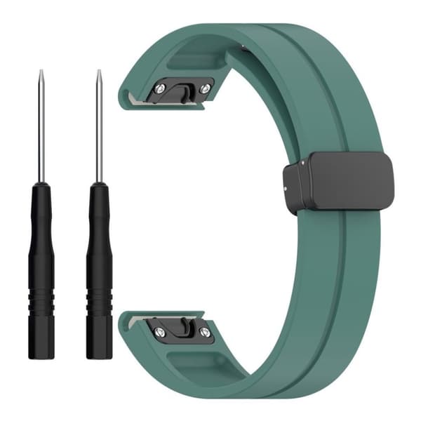 Garmin Fenix 7X/6X/6X Pro etc. Klockarmband i silikon med magnetlås - Grön