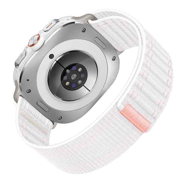 INF Flettet klokkereim i nylon til Samsung Galaxy Watch Ultra - Rosa og hvit