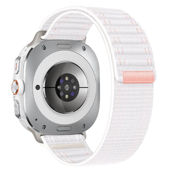 INF Flettet klokkereim i nylon til Samsung Galaxy Watch Ultra - Rosa og hvit
