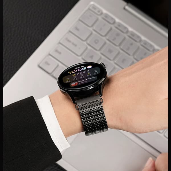 INF Svart klockarmband i rostfritt stål - 20 mm - För Huawei GT4/3/2
