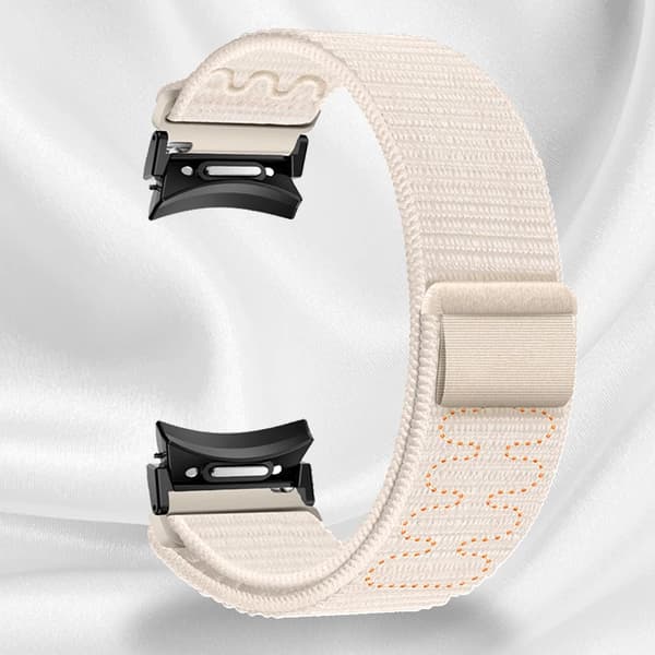 INF Tähtivalon beige nylon ranneke Samsung Watch 6/5/4:lle