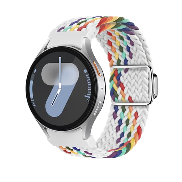 INF Nylon-klokkereim for Samsung Watch 7 - Hvit regnbue