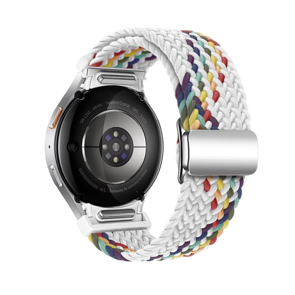 INF Nylon-klokkereim for Samsung Watch 7 - Hvit regnbue