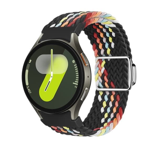 INF Nylon-klokkereim for Samsung Watch 7 - Svart regnbue