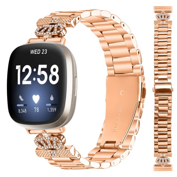 INF Roségull armbånd i rustfritt stål til Fitbit Versa 3/4/Sense 2