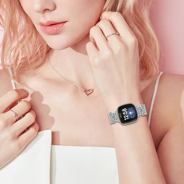 INF Glitrende klokkereim med treperlekrone til Fitbit Versa 3/4/Sense 2
