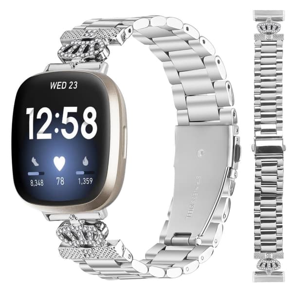 INF Glitrende klokkereim med treperlekrone til Fitbit Versa 3/4/Sense 2