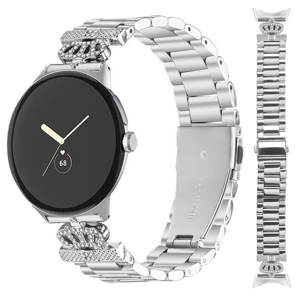 INF Armband i rostfritt stål med gnistrande krona för Google Pixel Watch