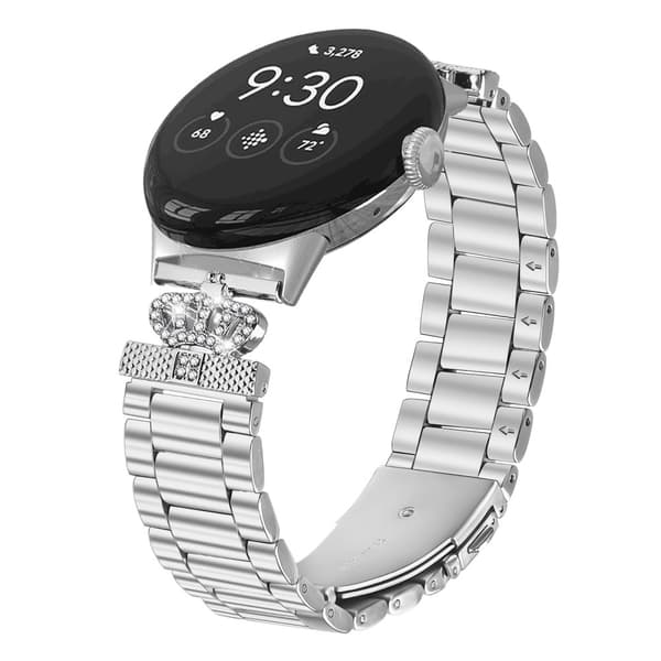 INF Kimalteleva kruunuaiheinen ruostumattomasta teräksestä valmistettu ranneke Google Pixel Watch -älykellolle
