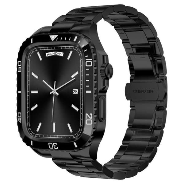 Apple Watch Series 9 / 8 / 7 45mm Klockarmband med Skal - Svart