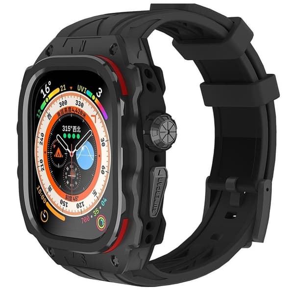 Apple Watch Ultra 49mm / Ultra 2 49mm Klockarmband med Skal - Röd
