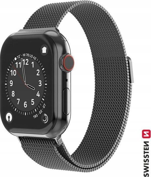 Armband för klocka säljs ensam Swissten - 46000211 - Mesharmband för Apple Watch 42-44 mm svart