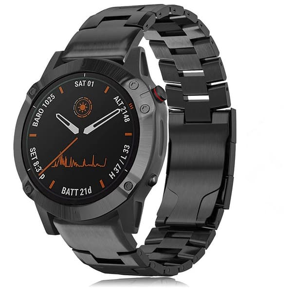 INF Titan-klokkebånd for Garmin Fenix 7X/6X/5X - Hurtigutløser, 26 mm, svart