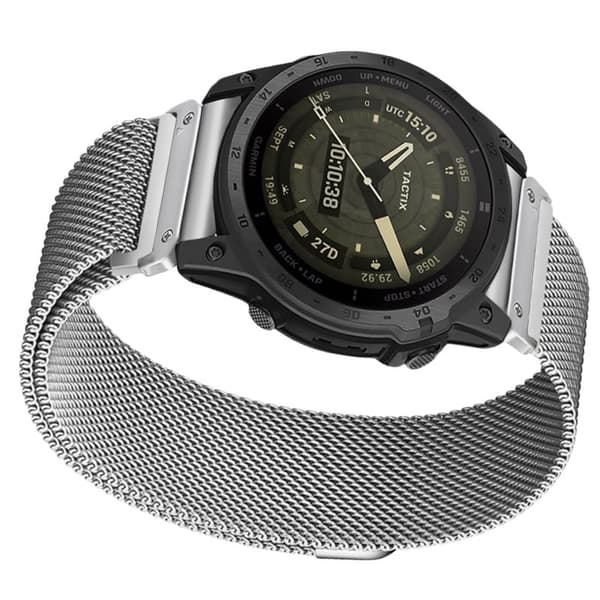 INF Pikairrotuva Milanese-metalliranneke Garmin Fenix 7X Pro / Fenix 58 -älykelloille