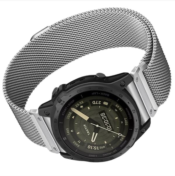 INF Pikairrotuva Milanese-metalliranneke Garmin Fenix 7X Pro / Fenix 58 -älykelloille