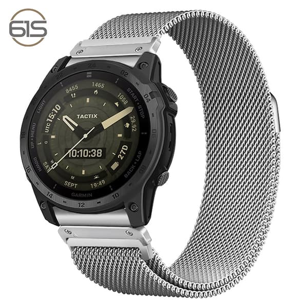 INF Pikairrotuva Milanese-metalliranneke Garmin Fenix 7X Pro / Fenix 58 -älykelloille