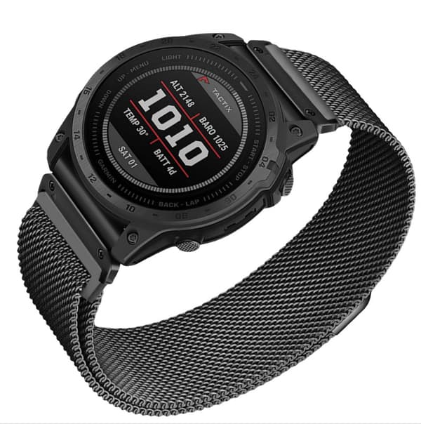 INF Pikairrotuva Milanese-metalliranneke Garmin Fenix 7X Pro / Fenix 58 -älykelloille