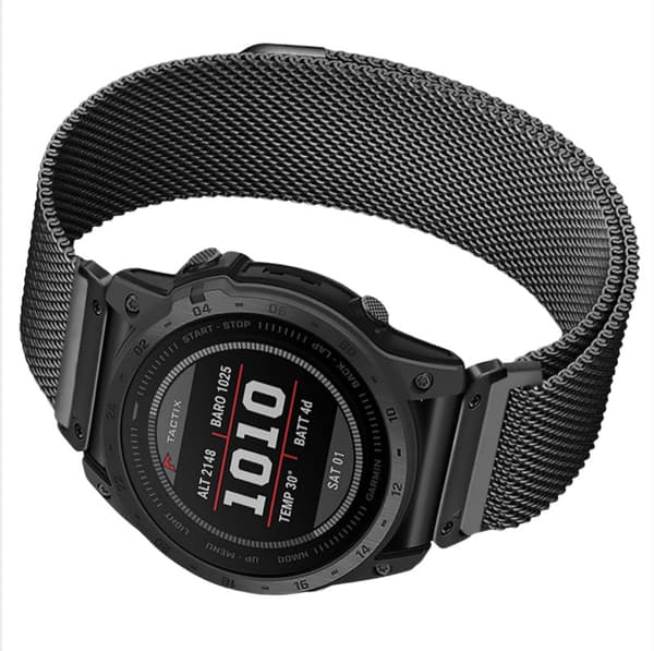 INF Pikairrotuva Milanese-metalliranneke Garmin Fenix 7X Pro / Fenix 58 -älykelloille