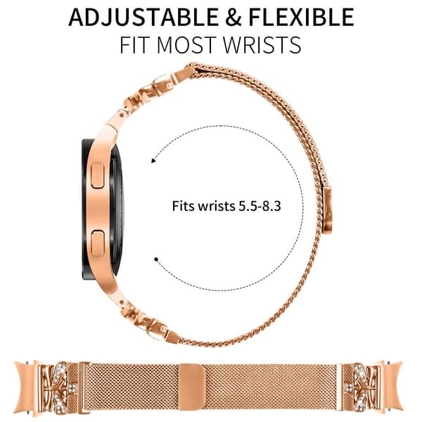 INF Klokkereim i roségull av rustfritt stål for Galaxy Watch4/5/6/7