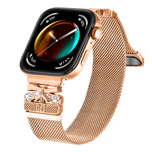 INF Huawei Watch Fit 3 -ranneke - Elegantti ruusukullanvärinen ruostumaton teräs