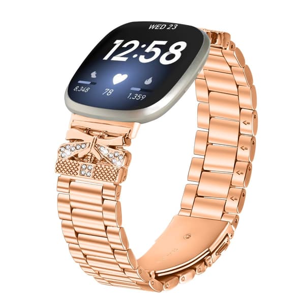 INF Glitrende sommerfugl Fitbit Versa 3/4-reim med tre rhinestones