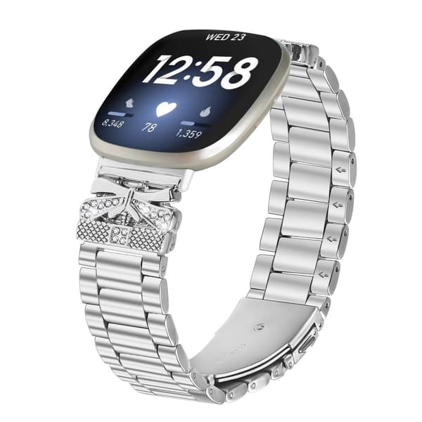 INF Glitrende sommerfugl Fitbit Versa 3/4-reim med tre rhinestones