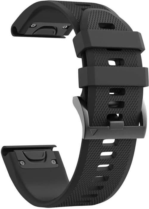 Armband för Garmin Fenix 5 / Fenix 5 Plus / Descent G1 / Descent G1 Solar - Svart silikon 22mm QuickFit Phonillico®