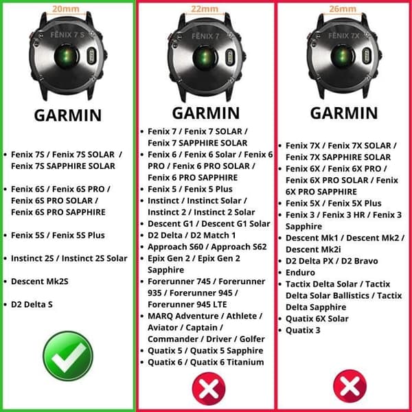 Armband för Garmin Instinct 2S - Garmin Instinct 2S Solar - Garmin D2 Delta S - Svart Silikon 20mm QuickFit Phonillico®