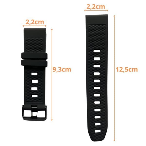 Armband för Garmin Forerunner 745 - Forerunner 935 - Forerunner 945 - Forerunner 945 LTE - Svart Silikon 22mm QuickFit Phonillico®