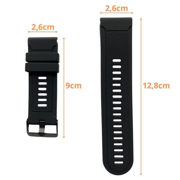 Armband för Garmin Descent Mk1 - Garmin Descent Mk2 - Garmin Descent Mk2i - Svart silikon 26mm QuickFit Phonillico®