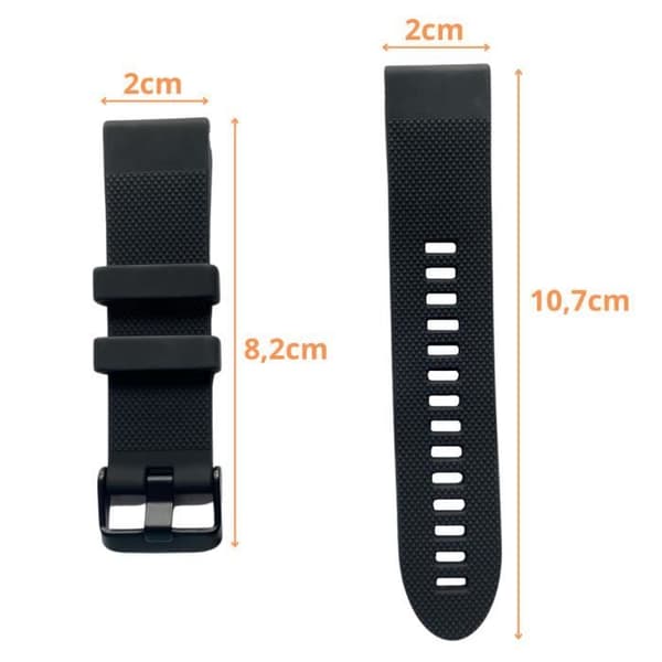 Armband för Garmin Fenix 5S - Garmin Fenix 5S Plus - Garmin Descent Mk2S - Svart Silikon 20mm QuickFit Phonillico®