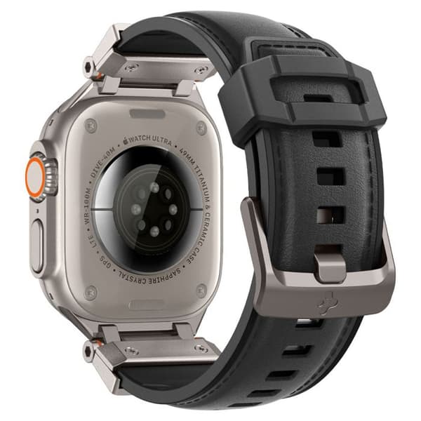 Rem för Apple Watch 1/2/3/4/5/6/7/8/9/SE/SE 2/Ultra/Ultra 2 (42/44/45/49mm) DuraPro Armor PU SPIGEN Svart