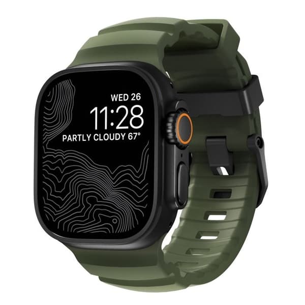 Nomad Armband Rocky Point för Apple Watch 42mm / 44mm / 45mm / 49mm - Skogsvin - NM014797858