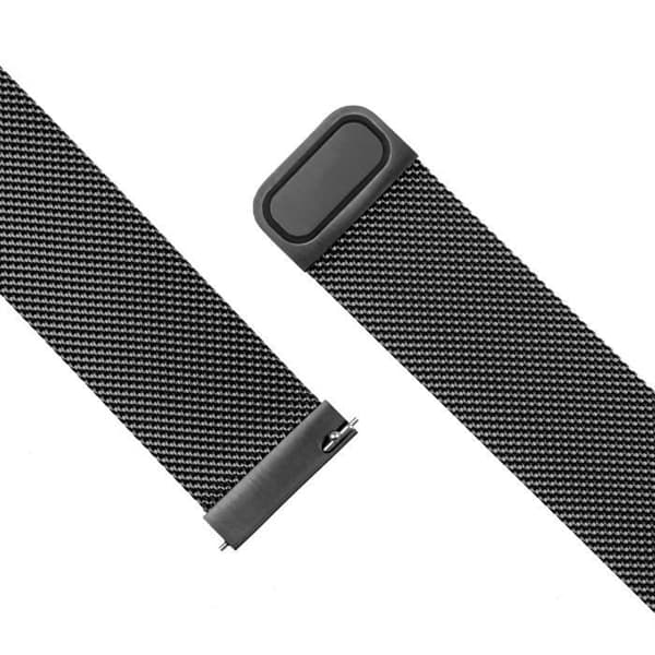 22 mm bred FIXED Mesh rostfri stålrem för smartwatch, svart