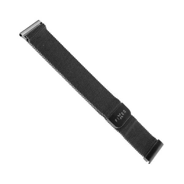 22 mm bred FIXED Mesh rostfri stålrem för smartwatch, svart