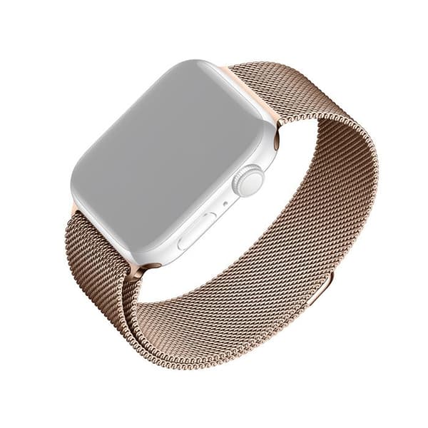Armband av rostfritt stål FIXED Mesh kompatibel med Apple Watch 38-40 mm, roséguld