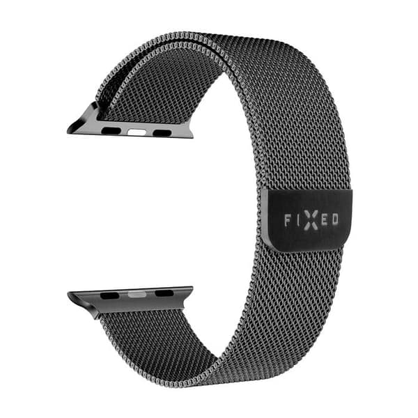 FAST nätband i rostfritt stål kompatibelt med Apple Watch 42-44 mm, svart