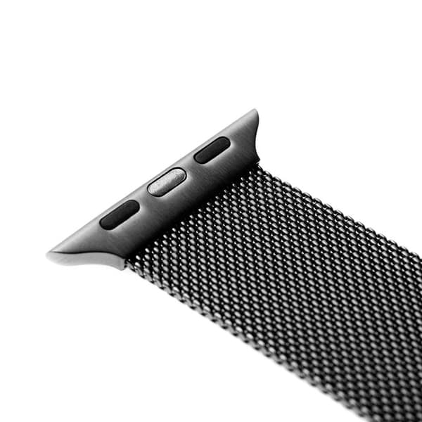 FAST nätband i rostfritt stål kompatibelt med Apple Watch 42-44 mm, svart