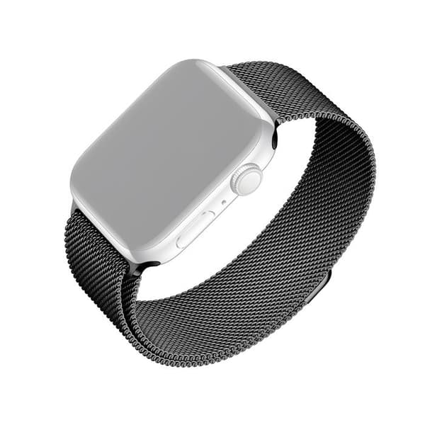 FAST nätband i rostfritt stål kompatibelt med Apple Watch 42-44 mm, svart