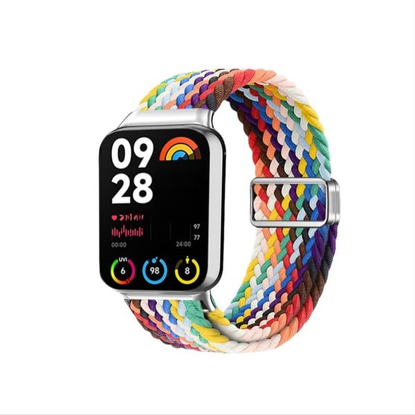 INF Xiaomi Band 9 Pro -sateenkaarenvärinen nailonranneke - Päivitetty magneettikiinnitys 2.0 Xiaomi 4A type - universal (CN3A75)