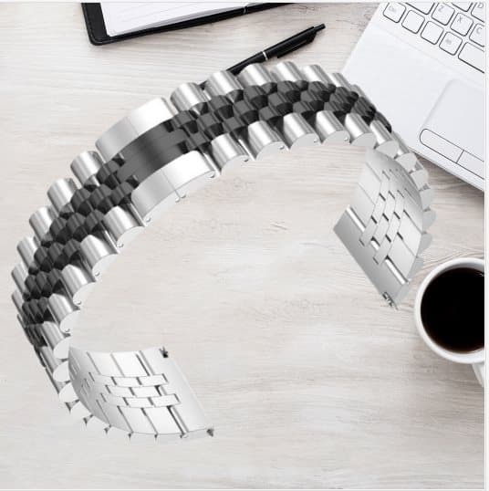 INF Universelt metallklokkebånd for Huawei/Samsung Sølv + svart 22 mm