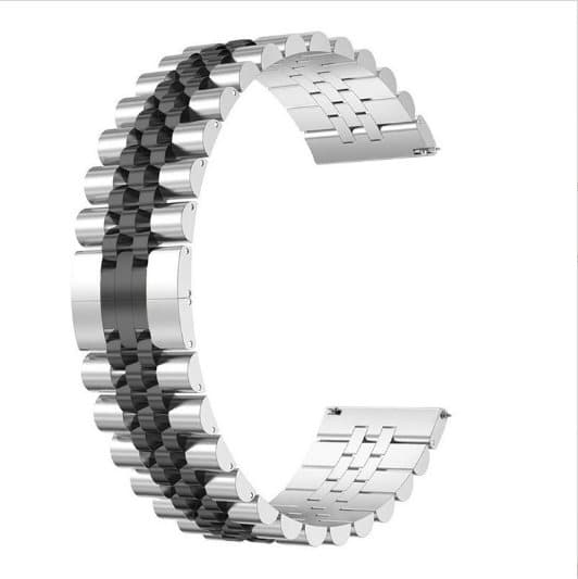 INF Universelt metallklokkebånd for Huawei/Samsung Sølv + svart 22 mm