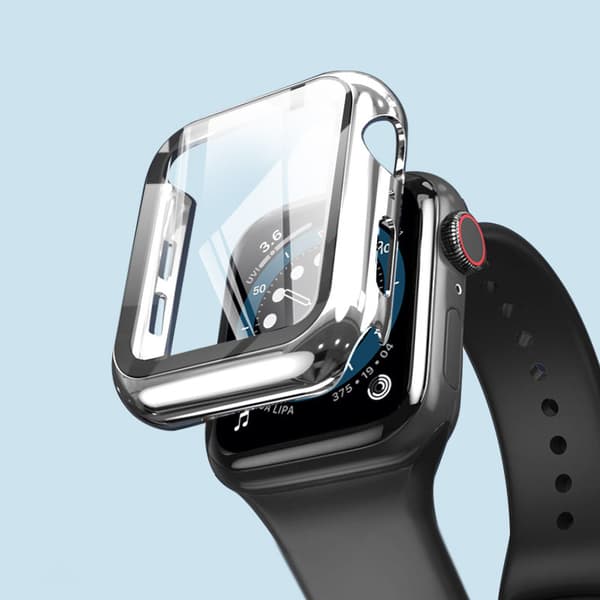 INF Elegant sølvfarvet PC-etui med hærdet glas til Apple Watch 42 mm