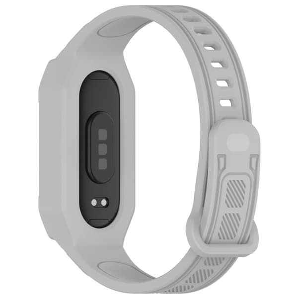 INF Yleiskäyttöinen silikoniranneke Xiaomi Mi Band 9, 8, 7, 6, 5 -laitteille Harmaa
