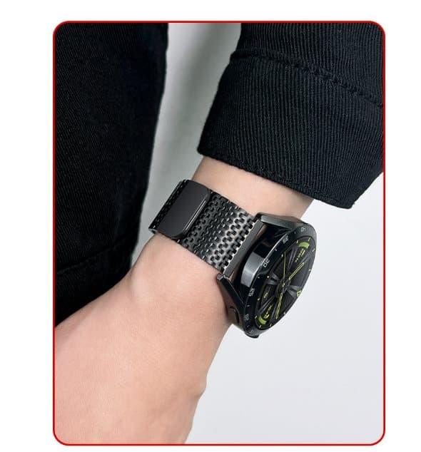 INF Premium rustfritt stålreim for Huawei Watch GT5/4/3/Pro Sort