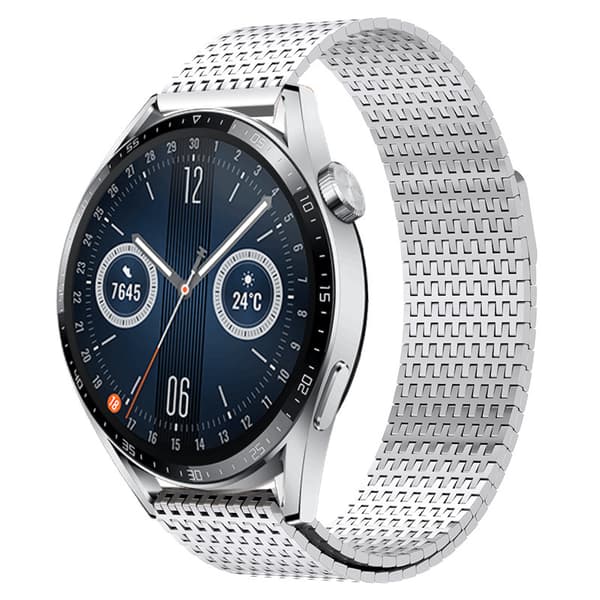 INF Premium rustfritt stålreim for Huawei Watch GT5/4/3/Pro Sølv