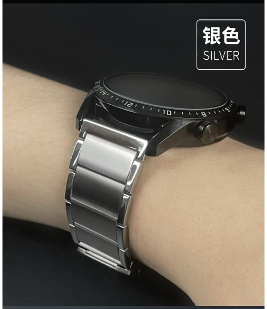 INF Premium rustfrit stålrem til Huawei GT3/GT4/Watch 3 Pro Sølv